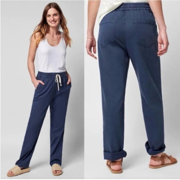 Faherty Essential Drawstring Pant Navy Blue S Pull On Relaxed Cotton Modal Linen - Picture 1 of 8